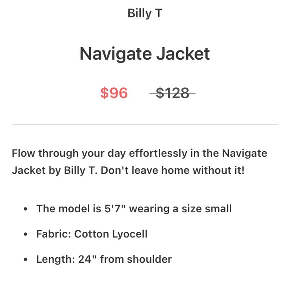NWT $129 Billy T Shop Navigate Tencel Utility Jacket size S - Picture 7 of 8